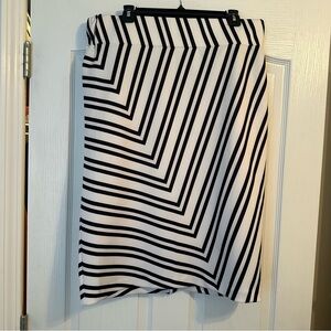 Eloquii Black and White Striped Pencil Skirt